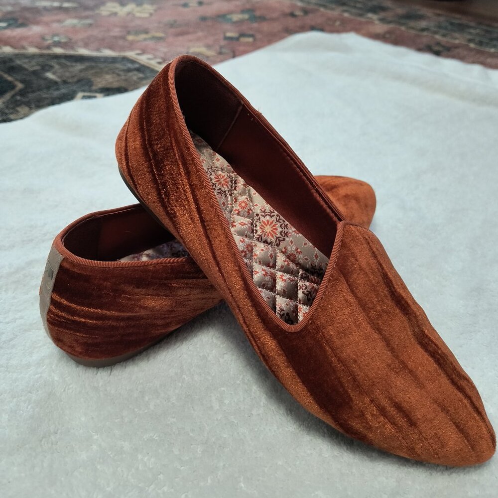 Birdies Velvet Ballet Flats - Burnt Orange/Pumpkin Spice Side 8.5
